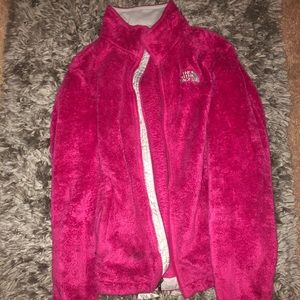 Pink zip up north face jacket